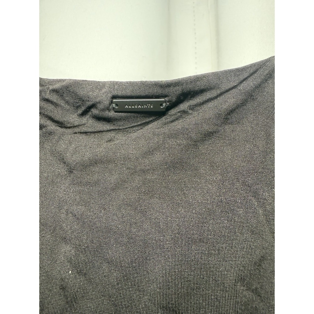 ALLSAINTS Dress sz 12 Aurelia Black Empire Waist Pleated Draped Skirt Sweetheart - Picture 7 of 10